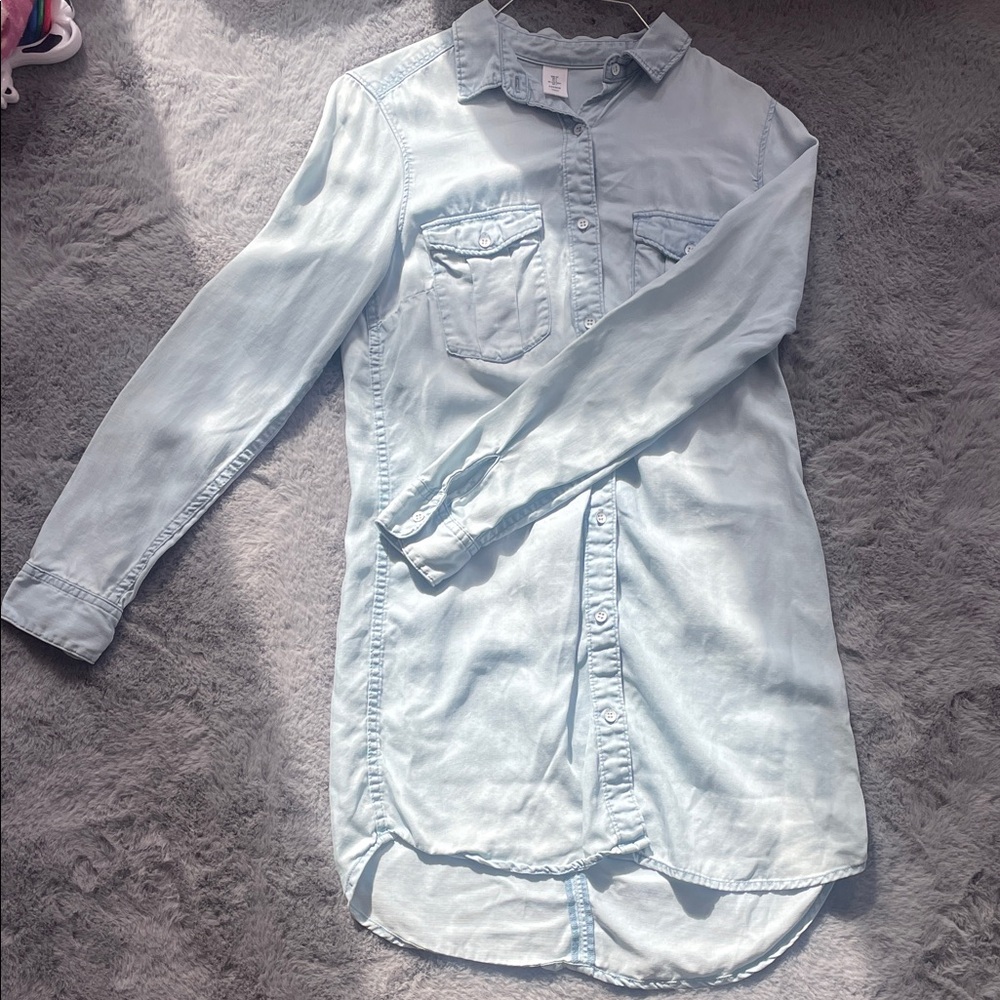 Light Blue Denim Shirt Dress western style shirt dress Jean dress Jean shirt